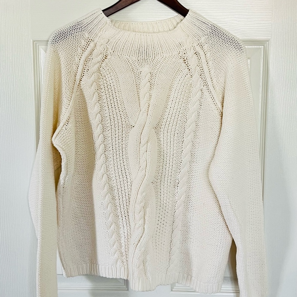 J. Jill Women's Ivory Cable Knit Sweater